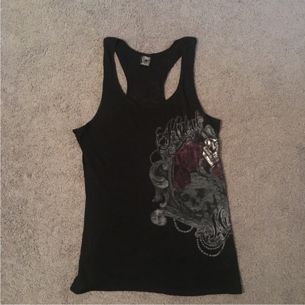 Black and Gray Graphic Tank Top